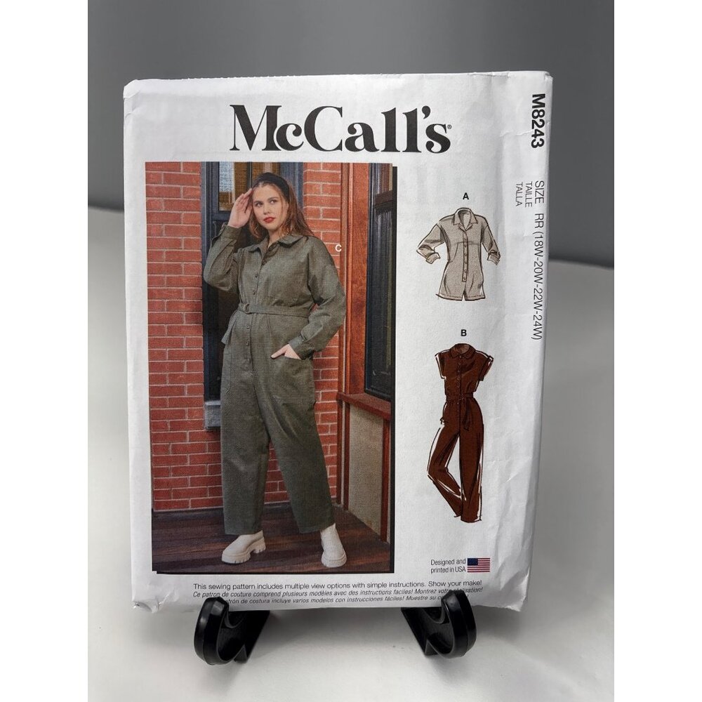 McCalls M8243 Romper/Jumpsuit Sewing Pattern Size 18W 20W 22W 24W Uncut